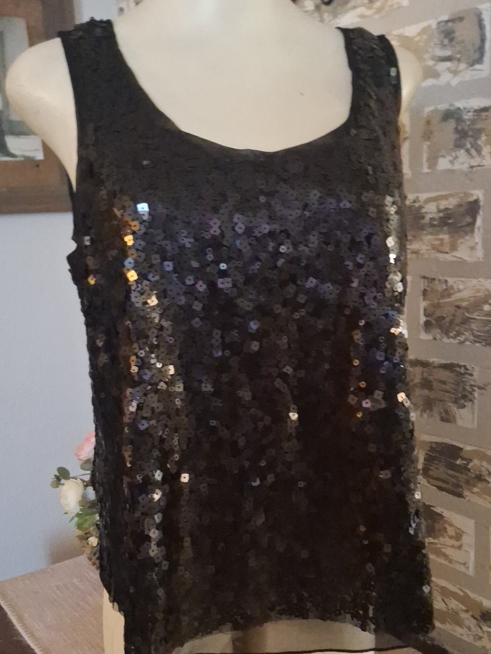 Forever21 Black Sequin Tank Top